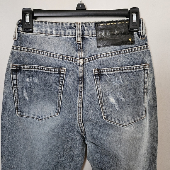 One Teaspoon Jeans Distressed Denim Awesome Baggies Blue Blossom High Waist - Picture 9 of 15